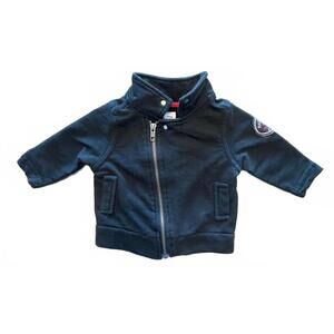 Y2K Dickies Baby Black Zip-Up Jacket with Pirate Boys Patch 0-3M